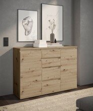 Sideboard >Brest< 2 Türen, 4 Schübe, in Artisan Dekor - 119x84x35cm (BxHxT)