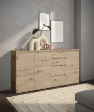 Sideboard >Brest< 3 Türen, 4 Schübe, Artisan Dekor - 160x84x35cm (BxHxT)