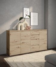 Sideboard >Brest< 3 Türen, 4 Schübe, Artisan Dekor - 160x84x35cm (BxHxT)