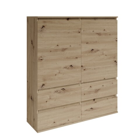 Highboard >Brest< 2 Türen, 4 Schübe, Artisan Dekor - 116x130x35cm (BxHxT)