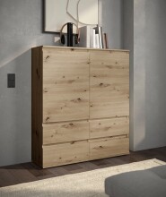 Highboard >Brest< 2 Türen, 4 Schübe, Artisan Dekor - 116x130x35cm (BxHxT)