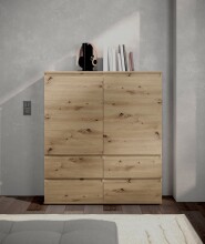 Highboard >Brest< 2 Türen, 4 Schübe, Artisan Dekor - 116x130x35cm (BxHxT)
