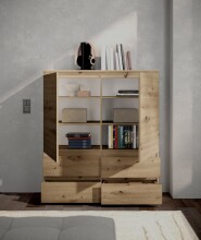 Highboard >Brest< 2 Türen, 4 Schübe, Artisan Dekor - 116x130x35cm (BxHxT)