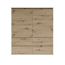 Highboard >Brest< 2 Türen, 4 Schübe, Artisan Dekor - 116x130x35cm (BxHxT)