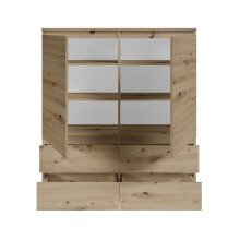 Highboard >Brest< 2 Türen, 4 Schübe, Artisan Dekor - 116x130x35cm (BxHxT)