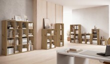 Raumteiler >Style< 8 Fächer, in Artisan Eiche Dekor - 77x147x38cm (BxHxT)