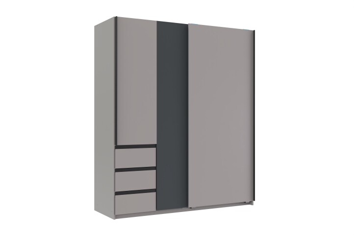 Schwebetürenschrank >Stade< in SAHARAGRAU / GRAPHIT - 168x198x63cm (BxHxT)