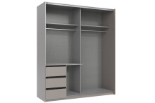 Schwebetürenschrank >Stade< in SAHARAGRAU / GRAPHIT - 168x198x63cm (BxHxT)
