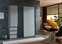 Schwebetürenschrank >Stade< in SAHARAGRAU /...