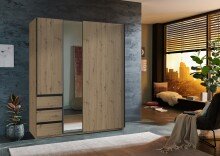 Schwebetürenschrank >Stade< in ARTISAN EICHE DEKOR / GRAPHIT - 168x198x63cm (BxHxT)