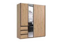 Schwebetürenschrank >Stade< in ARTISAN EICHE DEKOR / GRAPHIT - 168x198x63cm (BxHxT)