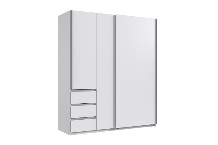 Schwebetürenschrank >Stade< 3 Schübe, in WEISS - 168x198x63cm (BxHxT)