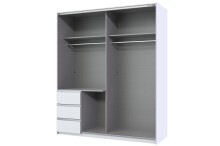 Schwebetürenschrank >Stade< 3 Schübe, in WEISS - 168x198x63cm (BxHxT)