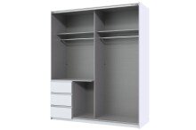 Schwebetürenschrank >Stade< in WEISS und Spiegel - 168x198x63cm (BxHxT)