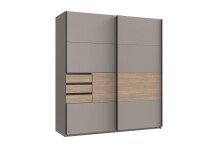 Schwebetürenschrank >Bremen< in SAHARAGRAU / MULTIPLEX - 180x198x65cm (BxHxT)