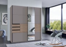 Schwebetürenschrank >Bremen< in SAHARAGRAU / MULTIPLEX - 180x198x65cm (BxHxT)