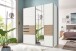 Schwebetürenschrank >Bremen< in WEISS + MULTIPLEX - 180x198x65cm (BxHxT)