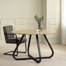 Esstisch >CESURA< in Eiche Natur furniert, Metall schwarz - 75x120cm (HxD