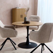 Esstisch >CESURA< Eiche MDF mit Melamin, Metall schwarz - 73,5x100cm (HxD)