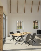 Esstisch >CESURA< in Eiche, schwarz, MDF-Melamin, Metall - 200x75x100cm (BxHxT)