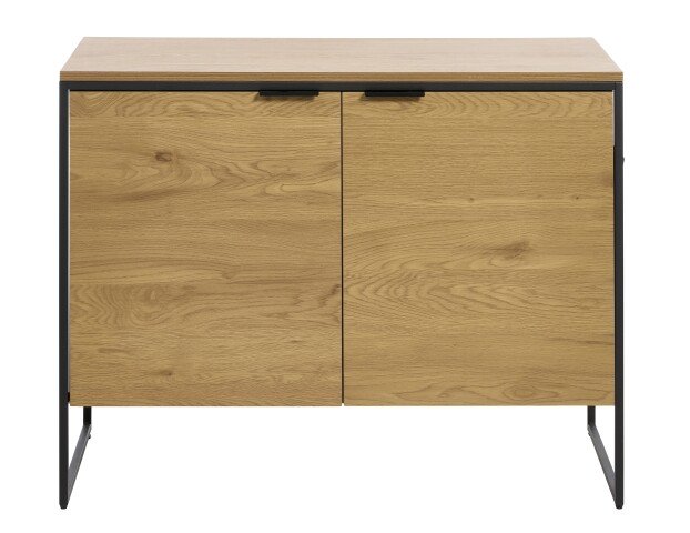Kommode >CESURA< in Eiche, schwarz, Melamin, Metall - 104,5x80x45cm (BxHxT)