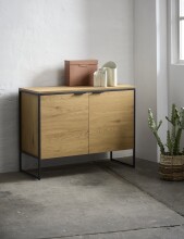 Kommode >CESURA< in Eiche, schwarz, Melamin, Metall - 104,5x80x45cm (BxHxT)