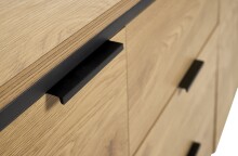 Sideboard >CESURA< in Eiche, schwarz, Melamin, Metall - 155x80,6x45cm (BxHxT)