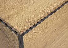 Sideboard >CESURA< in Eiche, schwarz, Melamin, Metall - 155x80,6x45cm (BxHxT)
