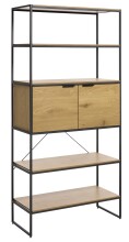 Bücherregal >CESURA< in Eiche, schwarz, Melamin, Metall - 90x190x40cm (BxHxT)