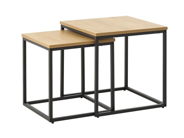 Satztisch >CESURA< (2er Set) Eiche-Dekor, schwarz - 40/45/40 cm und 60/50/60 cm (B/H/T)
