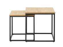 Satztisch >CESURA< (2er Set) Eiche-Dekor, schwarz - 40/45/40 cm und 60/50/60 cm (B/H/T)