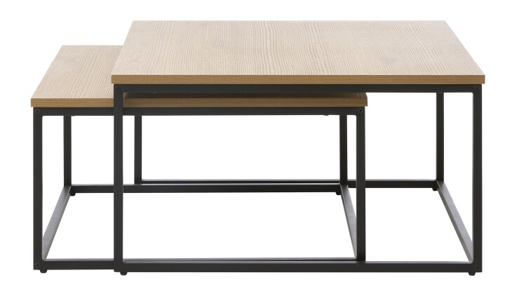 Satztisch >CESURA< (2er Set) in Eiche-Dekor, schwarz - 68/35/68 cm / 75/40/75 cm (B/H/T)