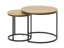Satztisch >CESURA< (2er Set) in Eiche-Dekor, schwarz - 60/50/60 cm / 40/45/40 cm (B/H/T)