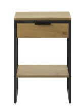 Beistelltisch >CESURA< in Eiche, schwarz, Melamin, Metall - 30x60x40cm (BxHxT)