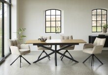 Kulissen-Esstisch >CESURA< ausziehbar 200cm, Eiche / schwarz - 160/200x75x90 (BxHxT)