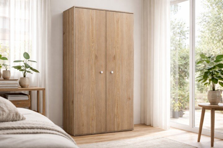 Drehtürenschrank >Merida< 2 Stangen, 1 Boden, Nelson Eiche Dekor - 80x152x42 (BxHxT)