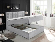 Polsterbett >ALASKA 2< Liegefläche 140x200cm, in grau - 140x123x213 (BxHxT)