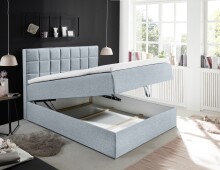 Polsterbett >ALASKA 2< Liegefläche 140x200cm in pastellblau - 140x123x213 (BxHxT)