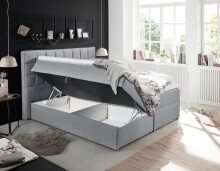 Polsterbett >ALASKA 2< Liegefläche 160x200cm, in grau - 180x123x213 (BxHxT)