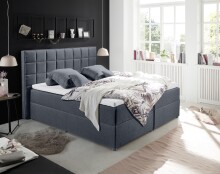 Polsterbett >ALASKA 2< Liegefläche 160x200cm, in anthrazit - 180x123x213 (BxHxT)