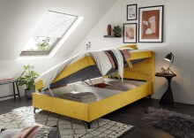 Boxbett >ANDON 1< Liegefläche 120x200cm, mustard - 121x102x210 (BxHxT)