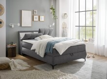 Boxbett >ATLANTIS 6< 140x200 cm Liegefläche, Bezug anthrazit - 145x102x240cm (BxHxT)