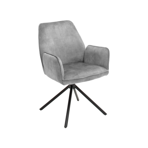 Esszimmerstuhl >Ottawa< mit Armlehne in Grau - 60x89x64 (BxHxT) 180 °drehbar