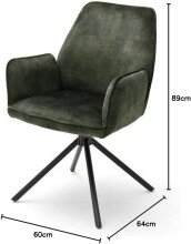Esszimmerstuhl >Ottawa< mit Armlehne in Olive - 60x89x64 (BxHxT) 180 °drehbar