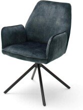 Esszimmerstuhl >Ottawa< mit Armlehne in Petrol - 60x89x64 (BxHxT) 180 °drehbar