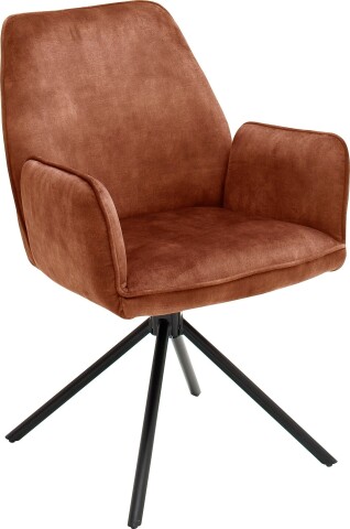 Esszimmerstuhl >Ottawa< mit Armlehne in Rostbraun - 60x89x64 (BxHxT) 180 °drehbar