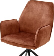 Esszimmerstuhl >Ottawa< mit Armlehne in Rostbraun - 60x89x64 (BxHxT) 180 °drehbar