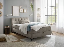Boxbett >ATLANTIS 6< 140x200 cm Liegefläche, Bezug in sand - 145x102x240cm (BxHxT)