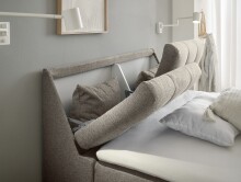 Boxbett >ATLANTIS 6< 140x200 cm Liegefläche, Bezug in sand - 145x102x240cm (BxHxT)