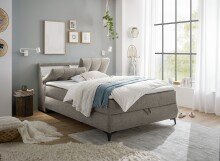 Boxbett >ATLANTIS 6< 140x200 cm Liegefläche, Bezug in sand - 145x102x240cm (BxHxT)